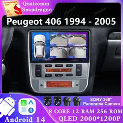 Android 14 For Peugeot 406 1994 - 2005 2 DIN GPS Viedo Player 5G WIFI Navigation Head Unit DVD Qualcomm Multimedia 4G LTE Stereo
