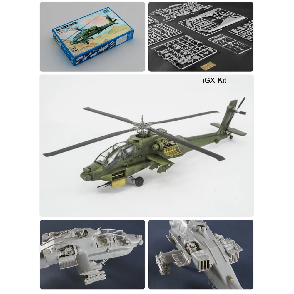 Trumpeter 05838 1/48 Scale US AH64 AH64A AH-64A Apache Attack Helicopter Gunships Plane Plastic Assembly Model Building Kit