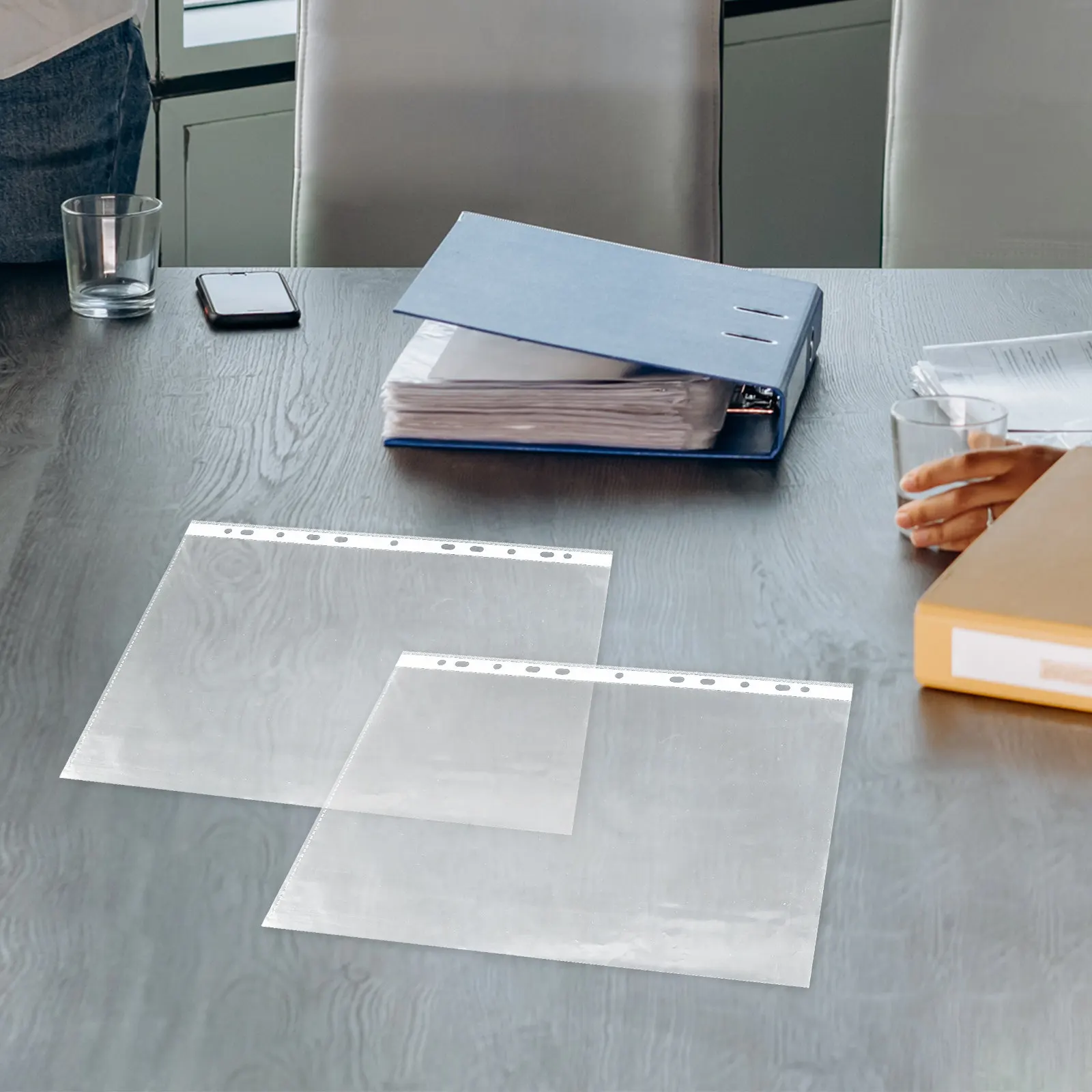

100Pcs Premium Clear Sheet Protectors Plastic Page Protectors for Loose Leaf Notepads Dustproof Waterproof Document Storage A4