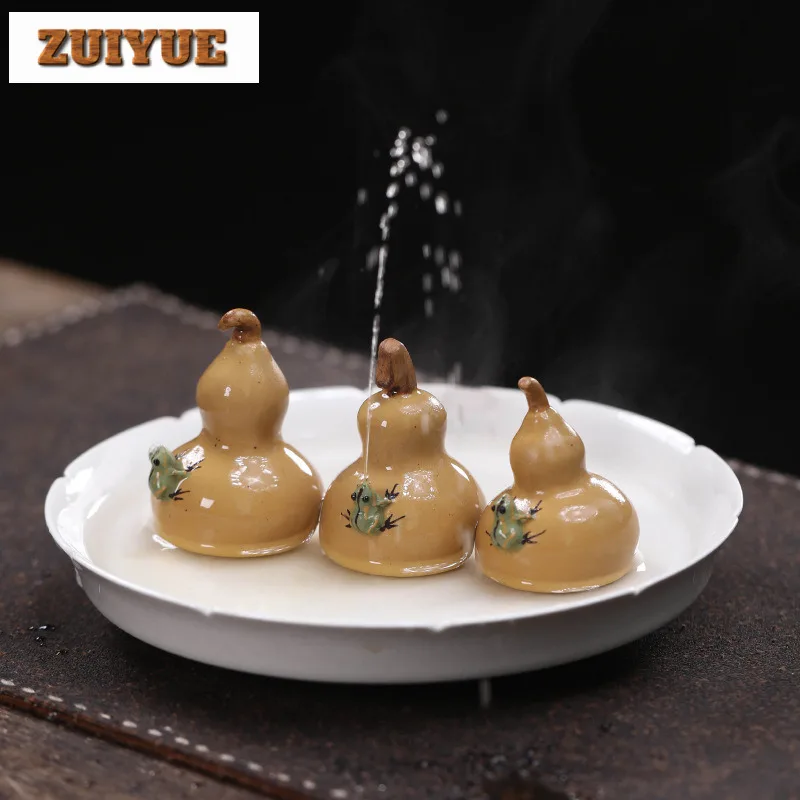 

Yixing Zisha Water Spray Gourd Frog Tea Pet Zen Fish Tank Landscaping Tea Figurine Play Toys Tea Statue Ornaments Accessories