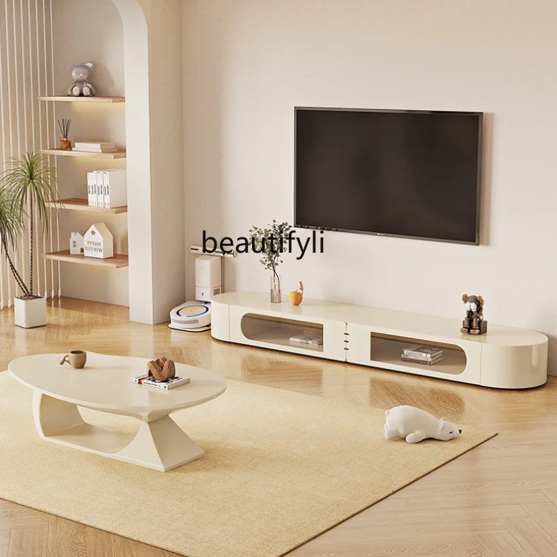 

Coffee Table TV Stand Combination Cream Style Simple Modern Living Room Home Small Apartment furniture drawer furniture