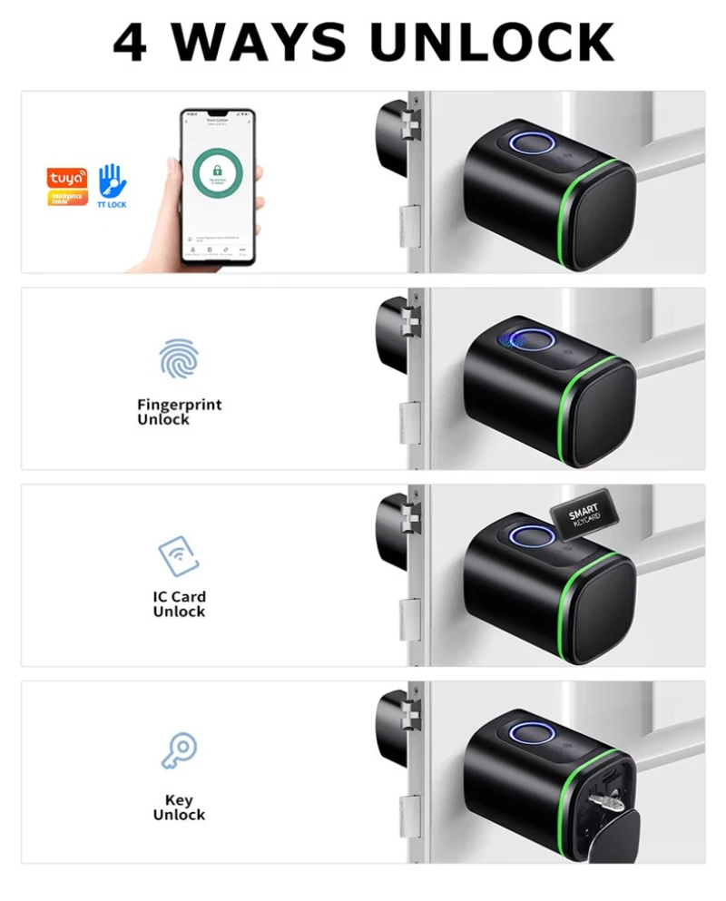​TUYA Smart Door Lock - Fingerprint/Code/Card/Keyless Entry, Auto-Lock, APP Control, Aluminum Alloy Security for Home Door Lock​