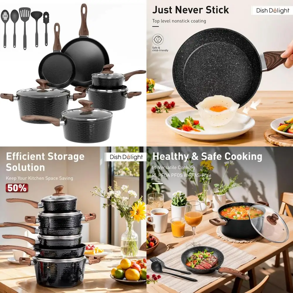 

Granitestone 10-Piece Nonstick Cookware Set - Scratch-Resistant, Granite Coated, Dishwasher and Oven Safe