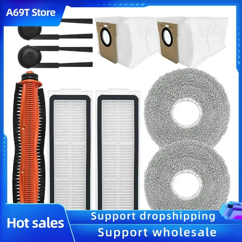 

Сменные аксессуары A69T для Xiaomi Mijia M40S/OV31CN, щетка для пылесоса, боковая щетка, HEPA-фильтр, мешок для пыли, ткань для швабры