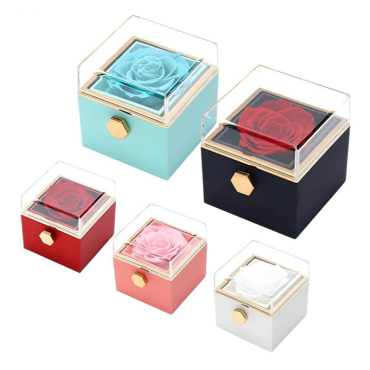 

Fashionable Magnetic Four-leaf Clover Necklace Eternal Rose Jewelry Box Set Mothers Day Gift for Women Girlfriend Wife Mother