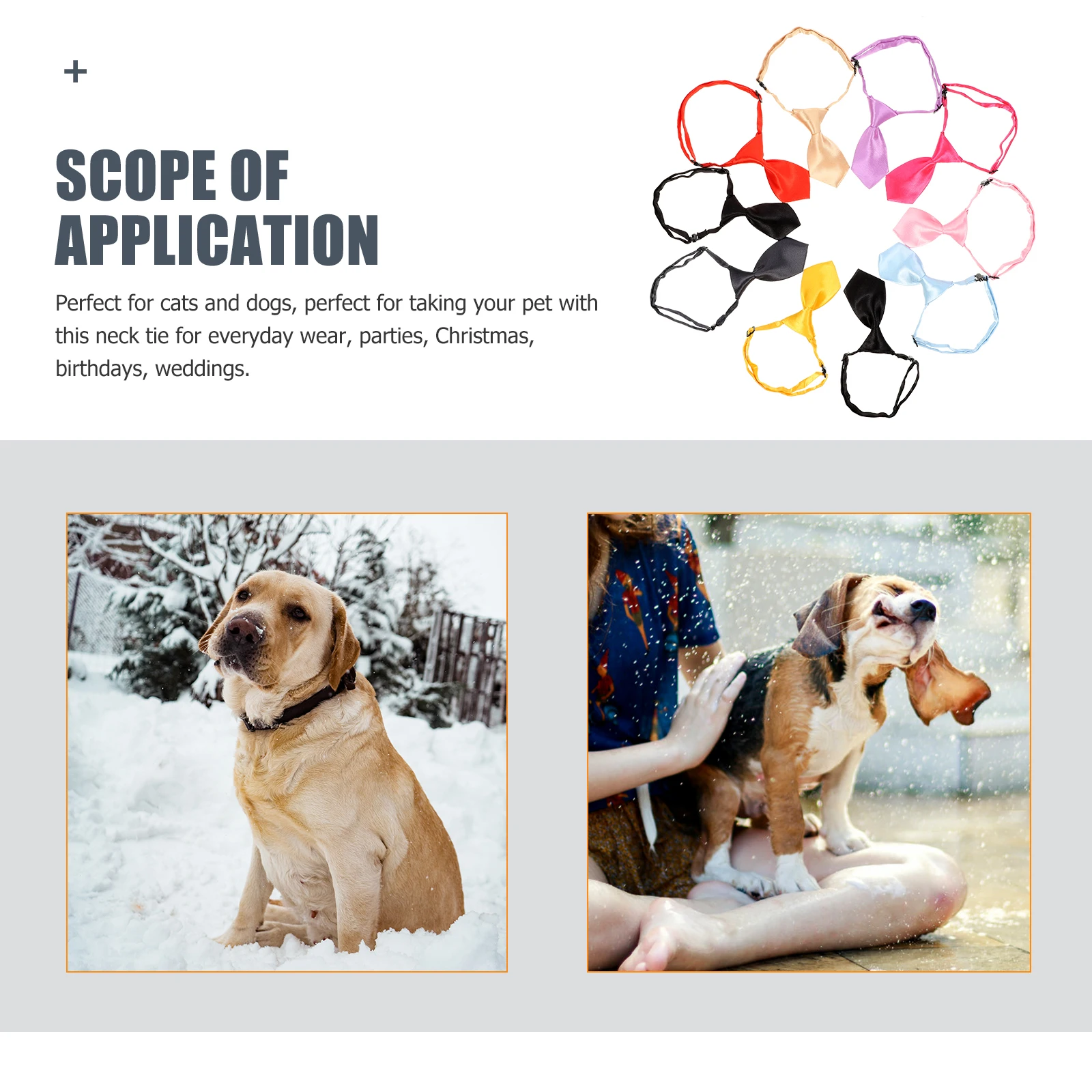 

10pcs Dog Tie Necklaces Pet Collar Accessories Large Dogs Kitten Bow Adjustable Christmas Birthdays Parties Valentines Grooming