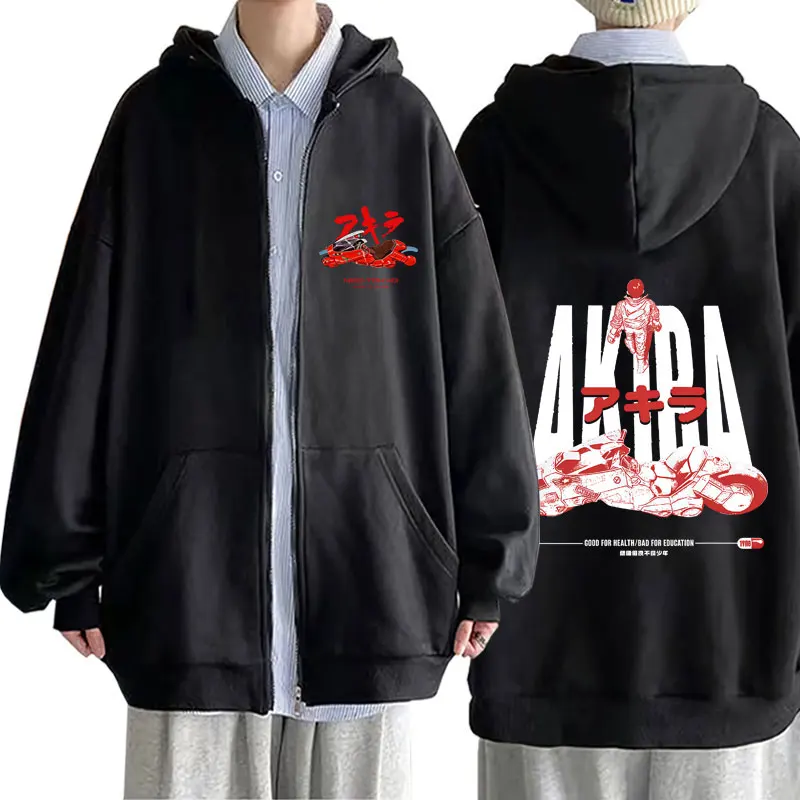 

Anime Akira Zipper Hoodie Japanese Science Fiction Cartoon Movie Shotaro Kaneda Zip Up Jacket Coat Men Manga Casual Sweatshirt