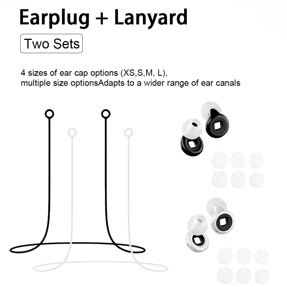 Silicone Earplugs With Silicone Lanyard Waterproof Noise Blocking Ear Plugs Reusable Ear Guards for Bath Commute Study