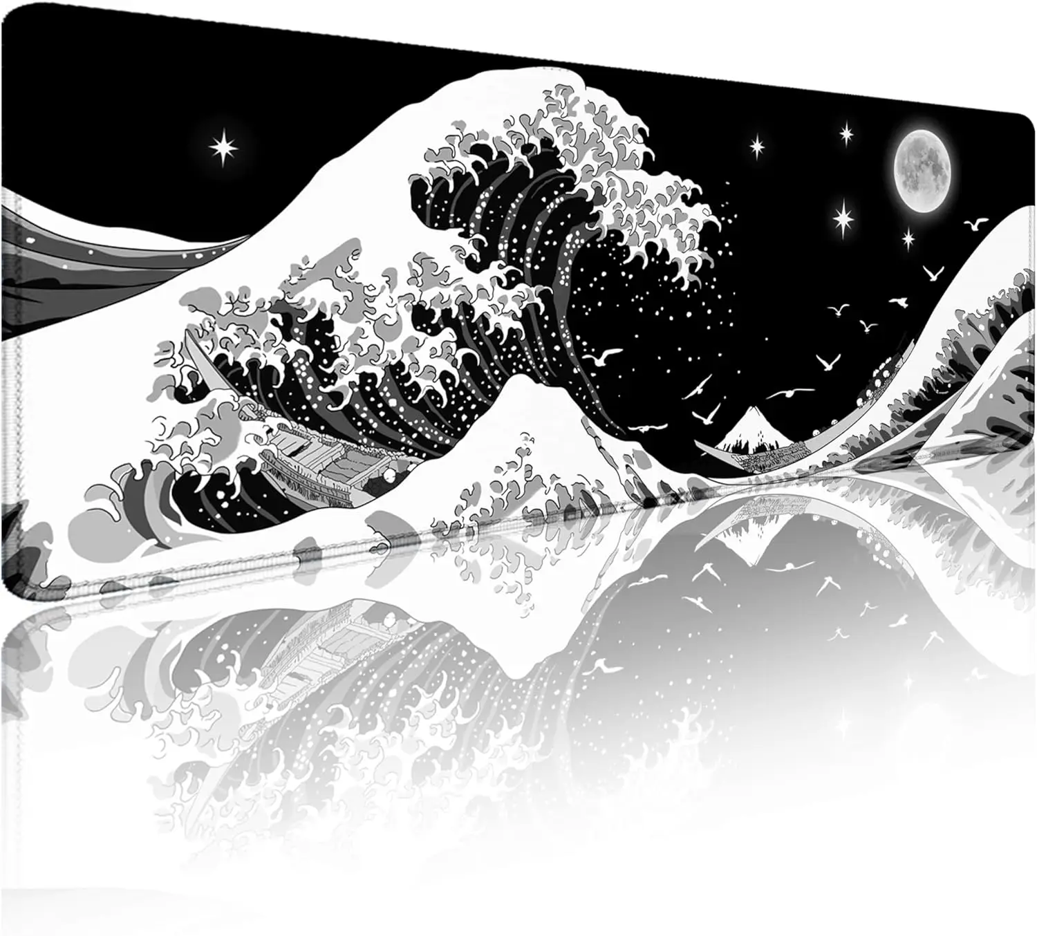 

Gaming Mouse Pad Japanese Sea Wave Large XXL Mouse Pad Big Desk Pad Keyboard Computer Mousepad Mouse Mat Home Office Setup