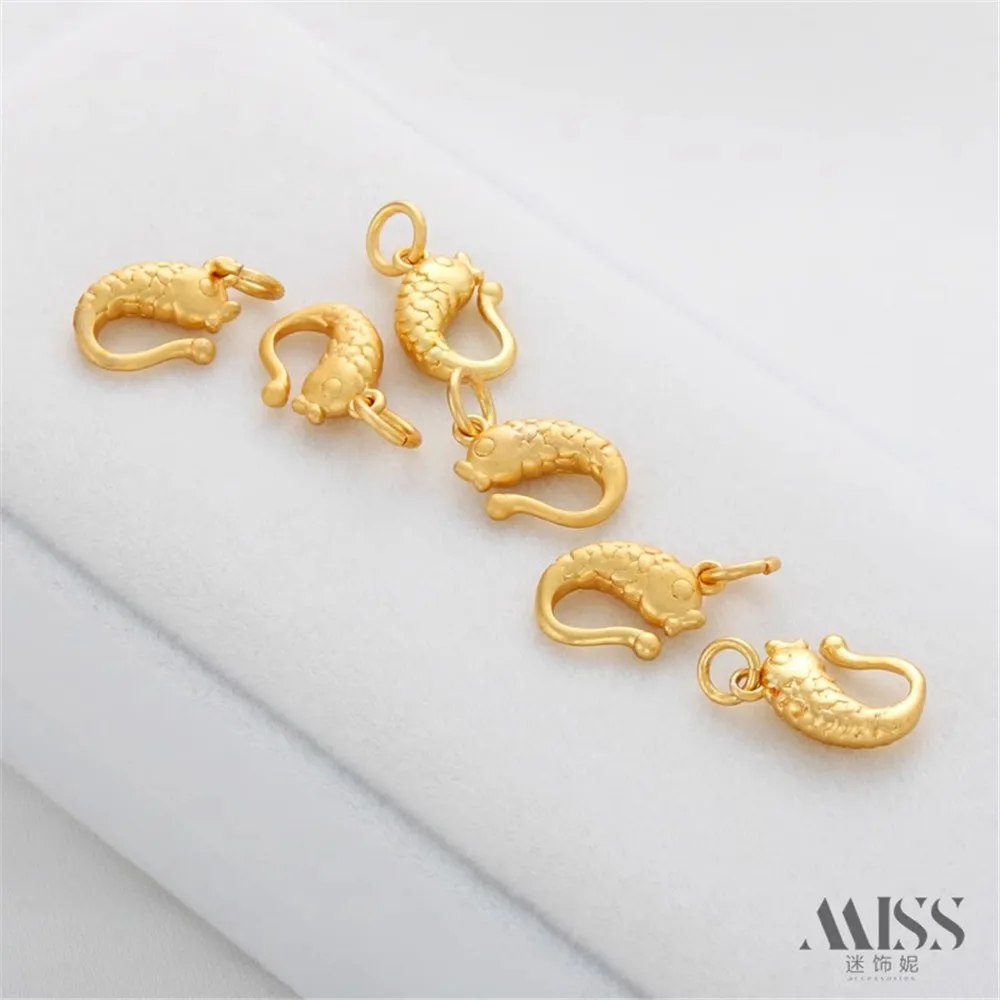 18K Gold Matte Gold Small Carp Easy Connection Buckle Hanging Hook DIY Bracelet Necklace Jewelry Accessories