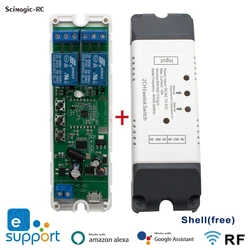 AC 220V EWELINK Smart Wifi Switch Module 2CH AC/DC 5V 12V 24V APP Remote Control Jog Self-locking Relay For Alexa Google Home