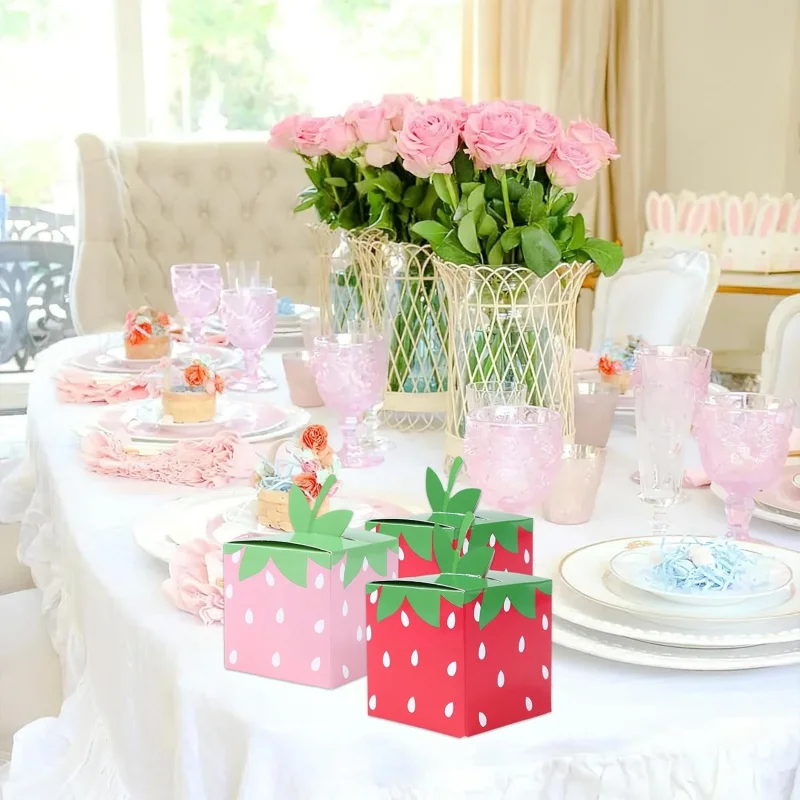 10 Pcs Cute Strawberry Gift Candy Boxes for Parties