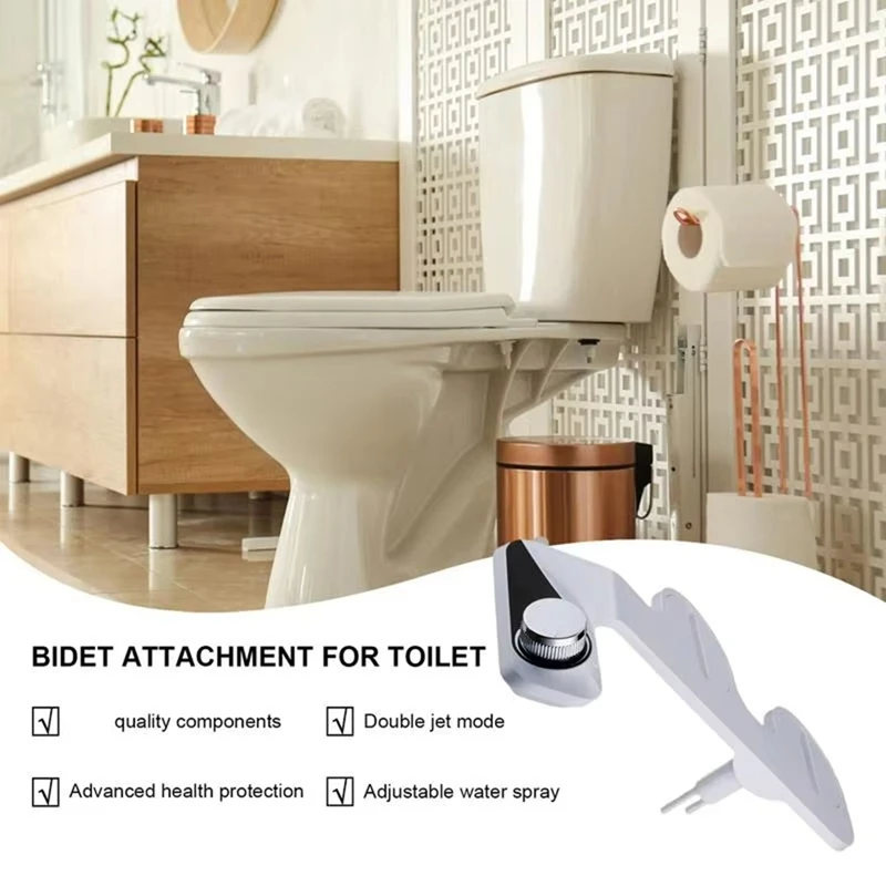 Toilet Bidet Attachment Rear Wash Bidet Attachment Bidet Seat Double Nozzles Convenient Toilet Bidet Water Sprayer Bidet