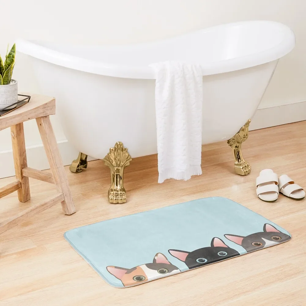 peeking cats Bath Mat Toilet Floor Bathroom Deco Mat