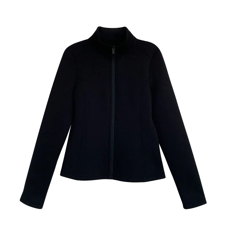 Giacca casual da donna autunno e inverno nuova giacca sportiva cardigan a vita corta con colletto rialzato e aderente