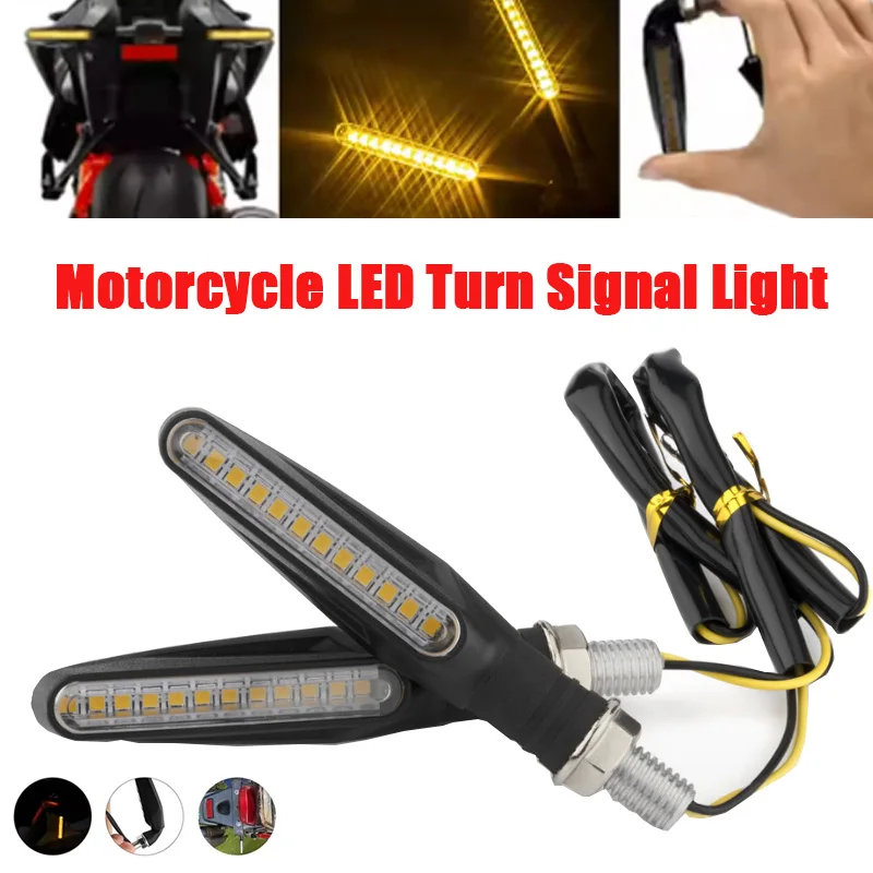 2Pcs Motorcycle 12Led Turn Signals Light Flowing Water Flashing Blinker Lights Stop Signal DRL Lamp 12V Moto Brake Tail Lamps