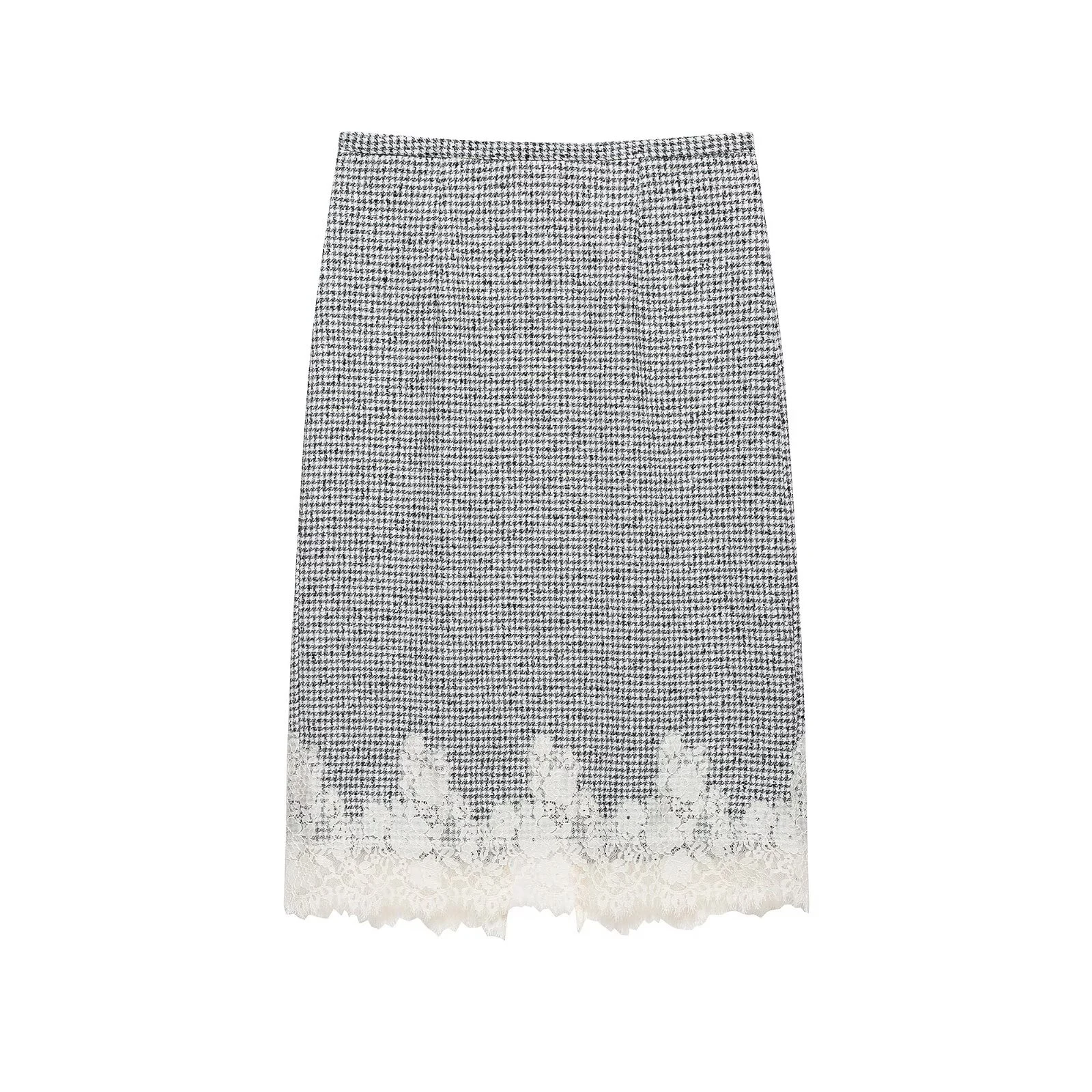 European and American style 2026 winter new product women's mid waist straight tube lace patchwork versatile skirt