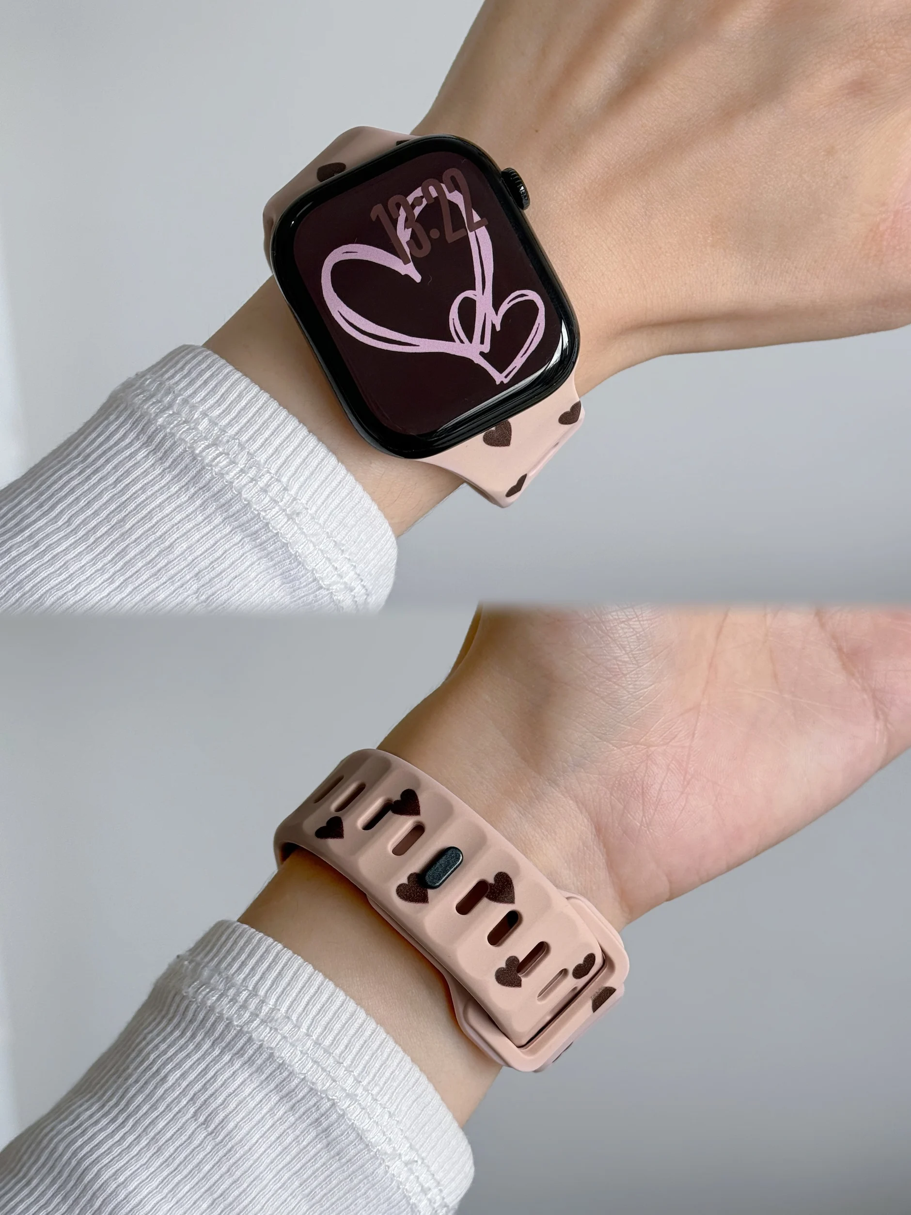 Small Heart Pattern Silicone Band For Apple Watch Ultra SE 11 10 9 8 7 Multi Pastel Colors Adjustable Replacement Watch Strap
