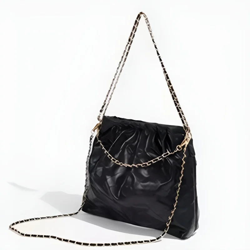 Luxury Large Tote Travel Bag for Women Small Chanel Style Chain Rhinestone Bucket Crossbody Shoulder Bag