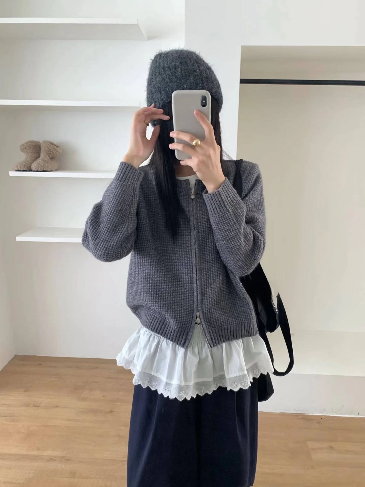 Dongda Gate New Egg round Ne ort Cardigan lavorato a maglia con doppia cerniera Thi Texture Pendolarismo Sle Capispalla caldo da donna