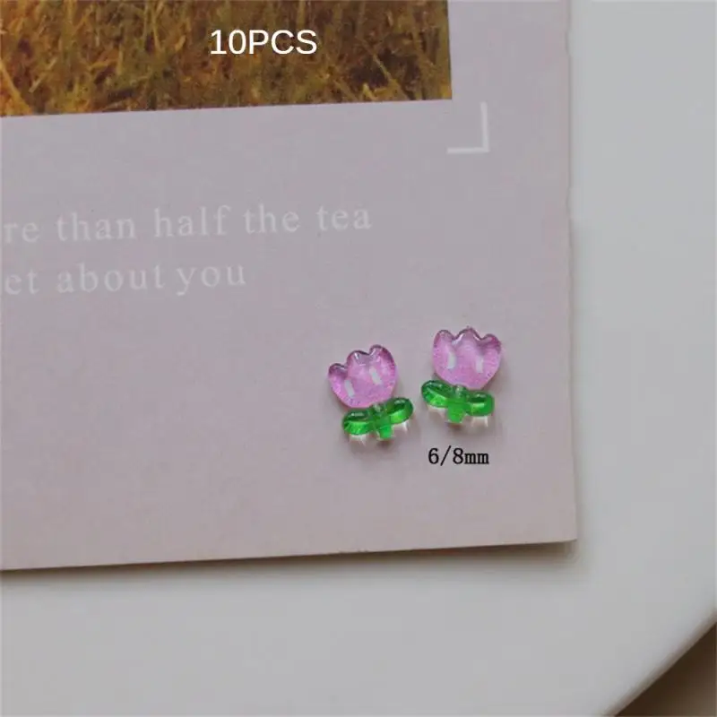 7*9Mm Mini Kleurrijke 3d Tulpenbloem Nail Art Hars Mix Kleuren Bloemen Nail Art Bedels Bloemvormige Manicure Benodigdheden