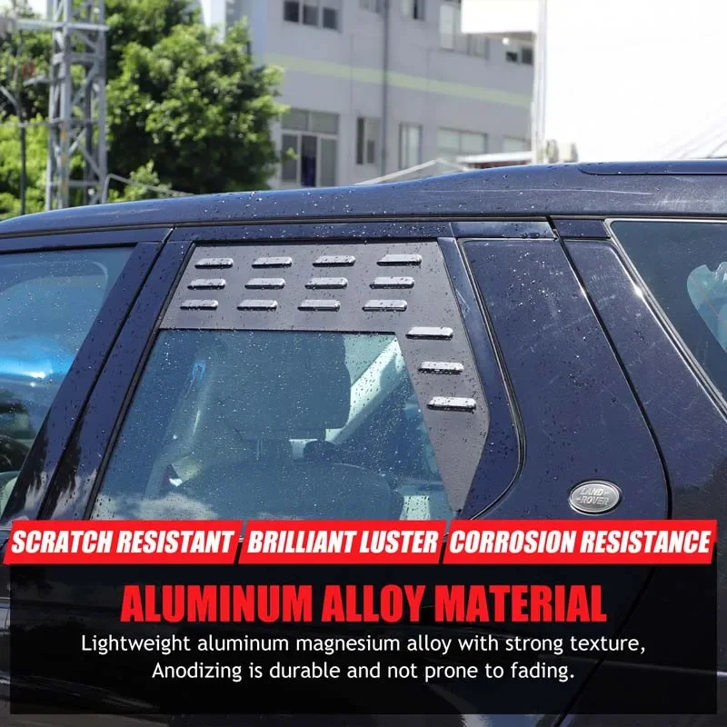 

For Land Rover Discovery 5 LR5 2017-24 Aluminum Black Car Rear Window Air Vents Ventilation Shutters Cover Trim Car Accessories
