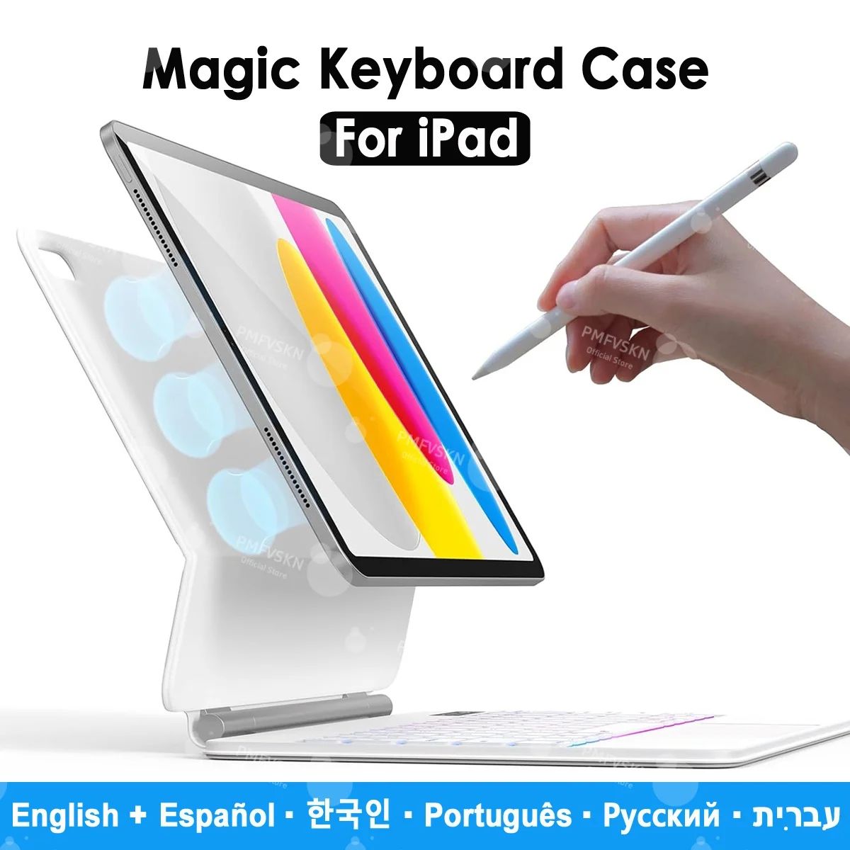 

Magic Keyboard Case For iPad Pro 11 12.9 13" M4 5th 4th 3rd 2nd 1st Gen iPad Air 11 13 Air 7 6 5 4 11th A16 10th Floating Stand