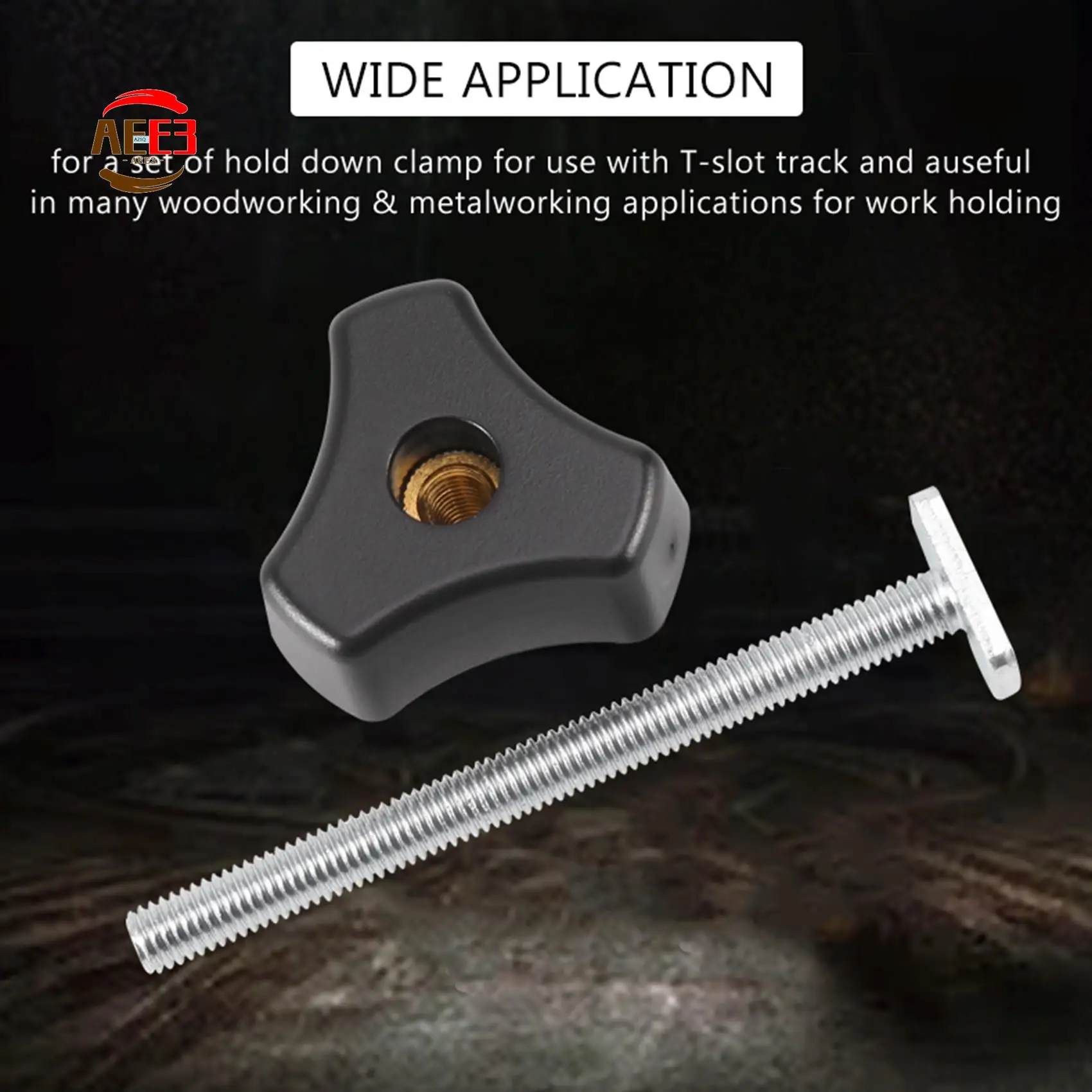 AEE3-2 Set T Screw And M8 Plastic Handle,Metal Quick Acting Hold Down Clamp Set For T-Slot T-Track DIY Woodworking Tool