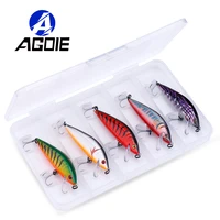 Agoie 5 uds 7cm 10g Señuelos de pececillo que se hunden con caja de aparejos Kit de pesca de Lucio trucha y lubina varios colores Crankbait Wobblers cebos duros
