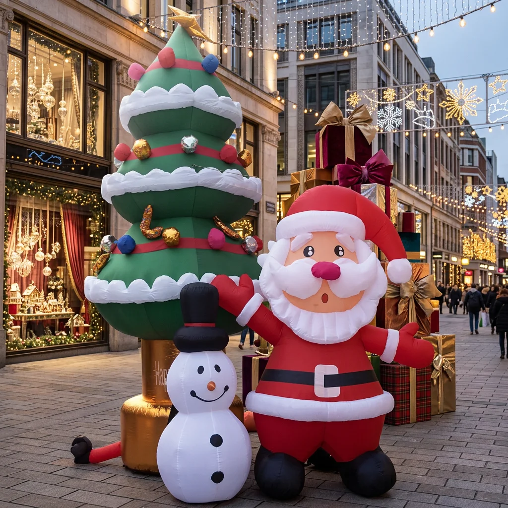 3m Large LED Lighted Inflatable Snowman Sculpture Festive Holiday Inflatable Snow for Commercial Christmas Decoration/Mall
