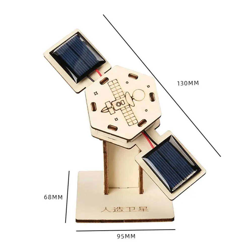 Modelos de espaço de satélite artificial de madeira feitos à mão diy materiais experimentais modelo de satélite solar física artesanal