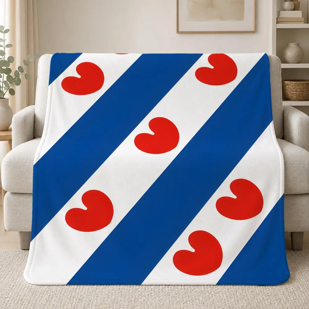 Regional Symbol Flag of Friesland Throw Soft Plush Flannel Throw Blanket Sofa Bed Travel Home Decor
