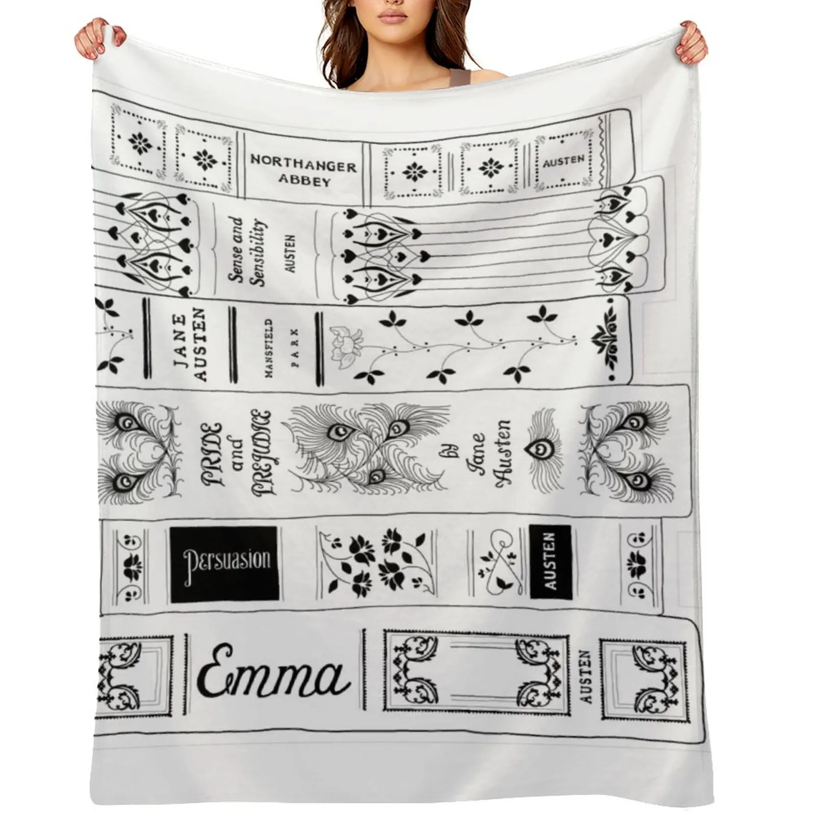 

Jane Austen Book stack Throw Blanket Bed Decoratives Polar Blankets