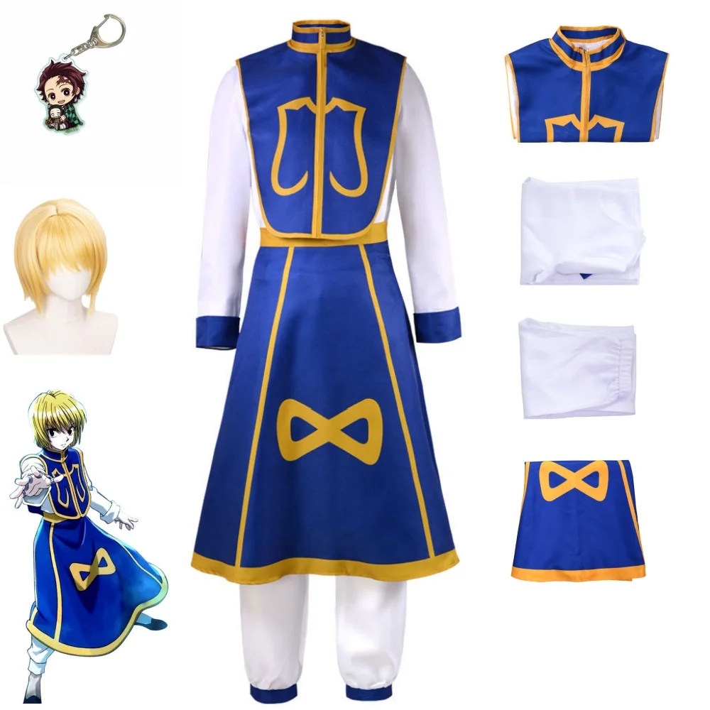 

Anime Manga Hunter x Hunter Kurapika Cosplay Costume Wig Fingers Rings Chain Earrings Anime Uniforms Halloween Party Outfits