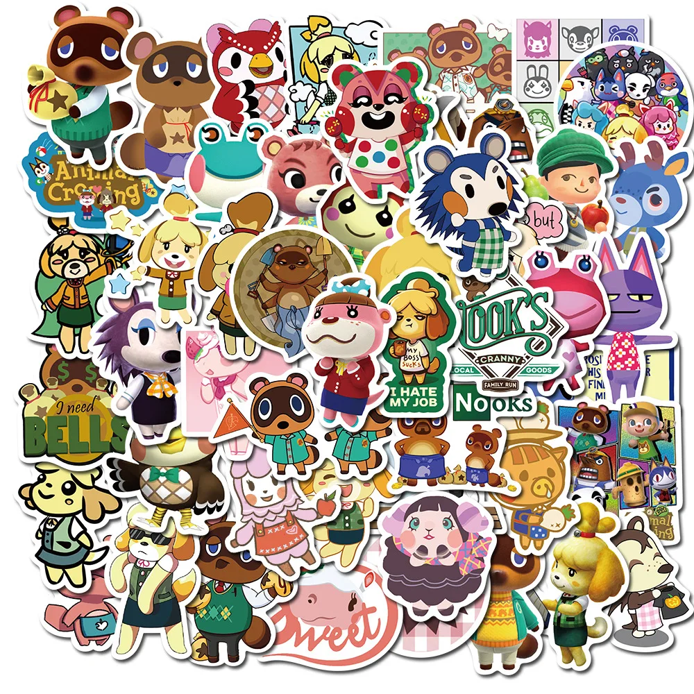 AliExpress NONE 50Pcs Classic Game Animal Crossing: New Horizons Stickers Cute Cartoon Graffiti Sticker Decals for Suitcase Diary Bike