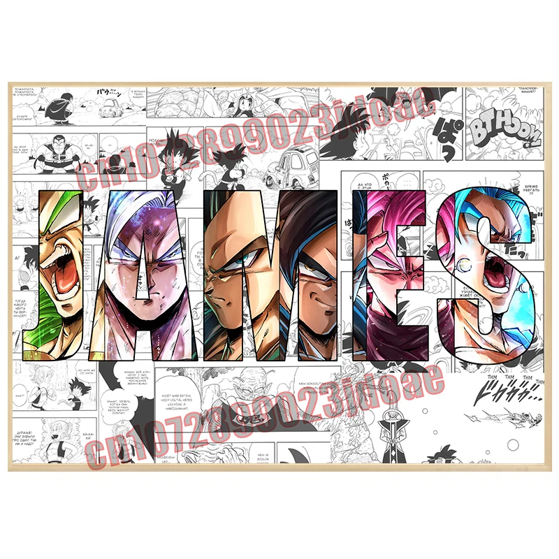 

Japanese Anime Dragon Ball Goku with Personalized Poster, Canvas Paint, Wall Art, Children's Bedroom Decoration Children's Gifts