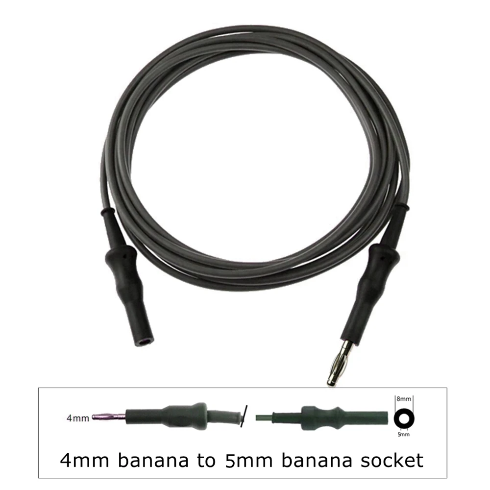 ESU-012B Reusable Monopolar Unipolar Connecting Cable 4mm Banana To 5mm Banana Socket 3m Silicone Cable Nylon Fiber Connector