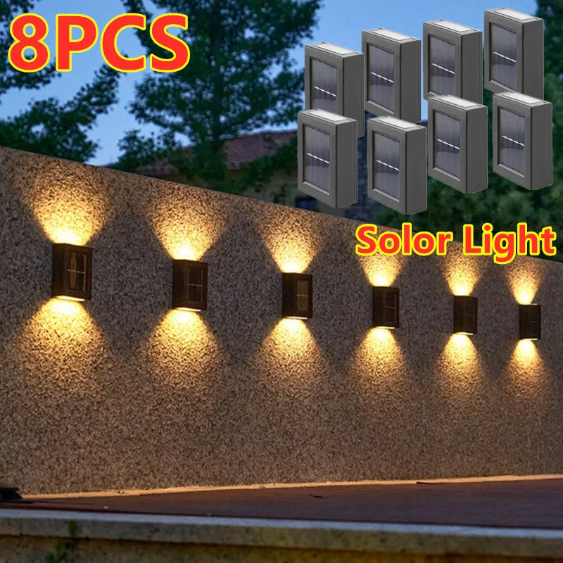 

1~8Pcs LED Solar Wall Lamp Outdoor Light Waterproof Garden Courtyard Street Decor Lamps Solar Lights Stairs Fence Sunlight Lamp