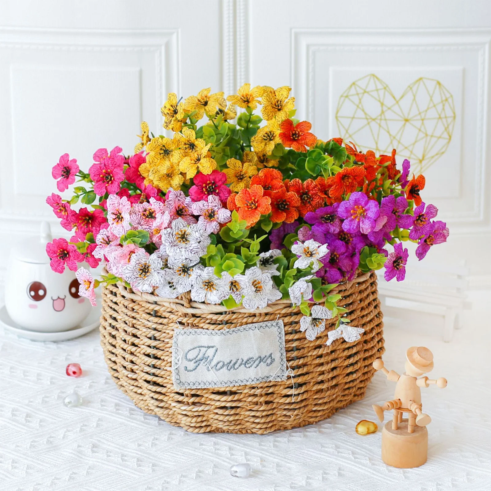 

12pcs Artificial Flowers Christmas Decoration Mixed Color Eucalyptus Bouquet For Indoor Outdoor Decor Xmas Party Decorations