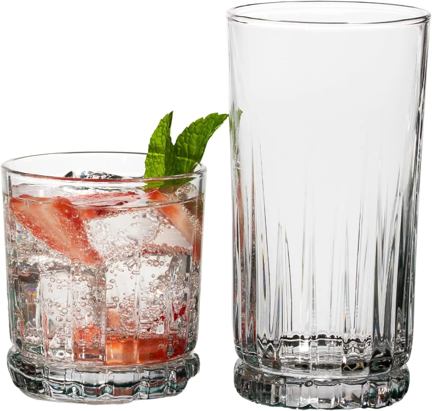 

16-Piece Drinking Glasses Set: 8 Rocks & 8 Tumblers, Durable Elegant Glassware for Home Use