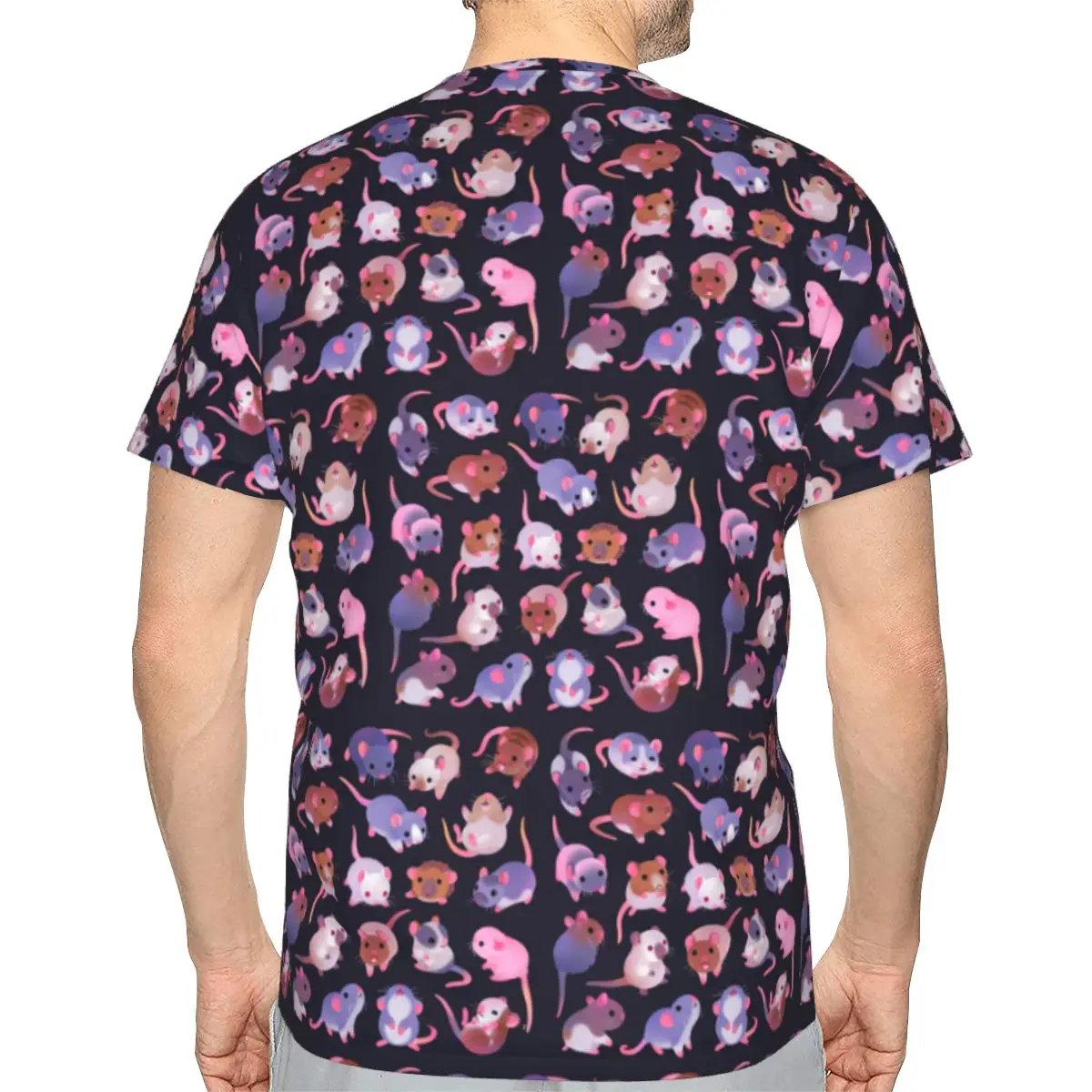 Fancy Rat - Dark 100% Cotton T-Shirt Men'sFunny T Shirts Men Round Neck Short Sleeve