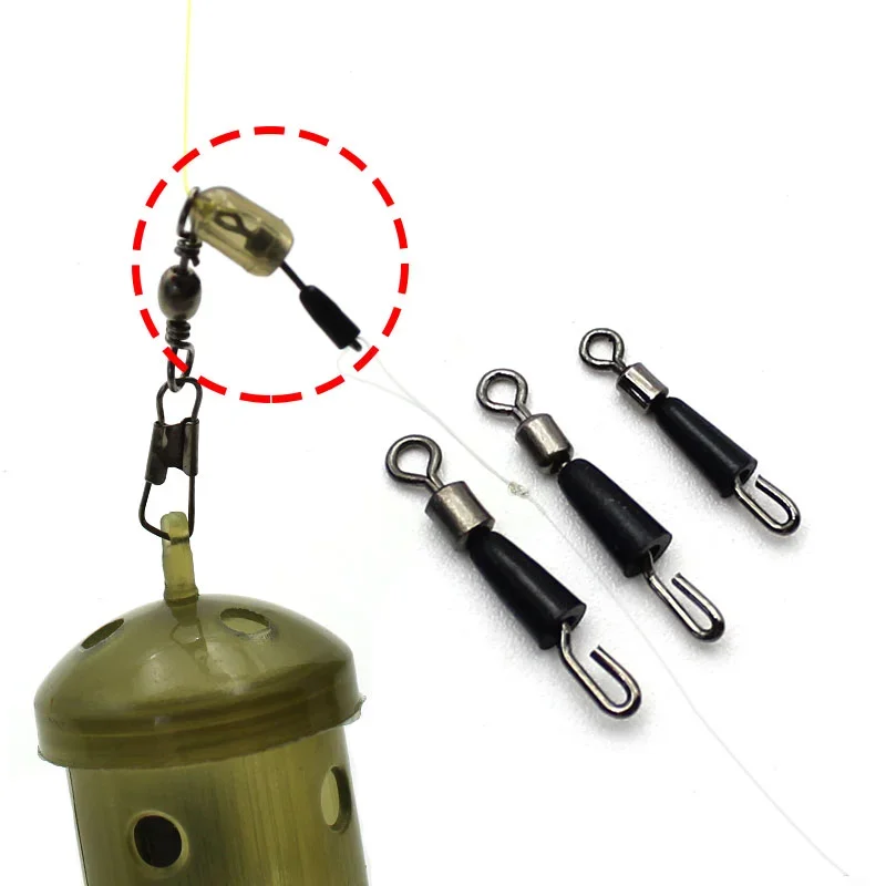 20pcs Fishing Tackle Connector Feeder Fishing Accessories Swivel Snaps For Carp Carp Fishing Quick Change Feeder Swivels Method