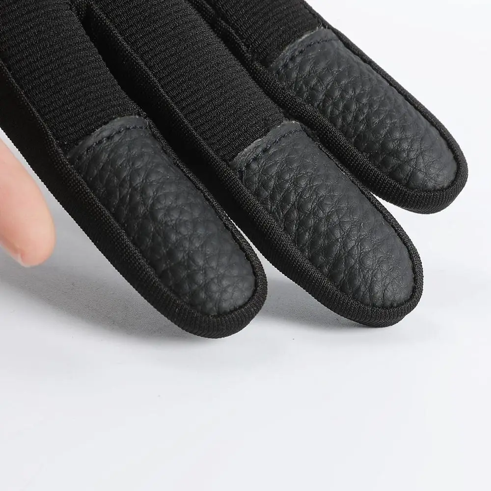Non-Slip Three-Finger Gloves Breathable Leather Fingertip Shooting Protective Gloves Black Professional Shooting Hand Guard