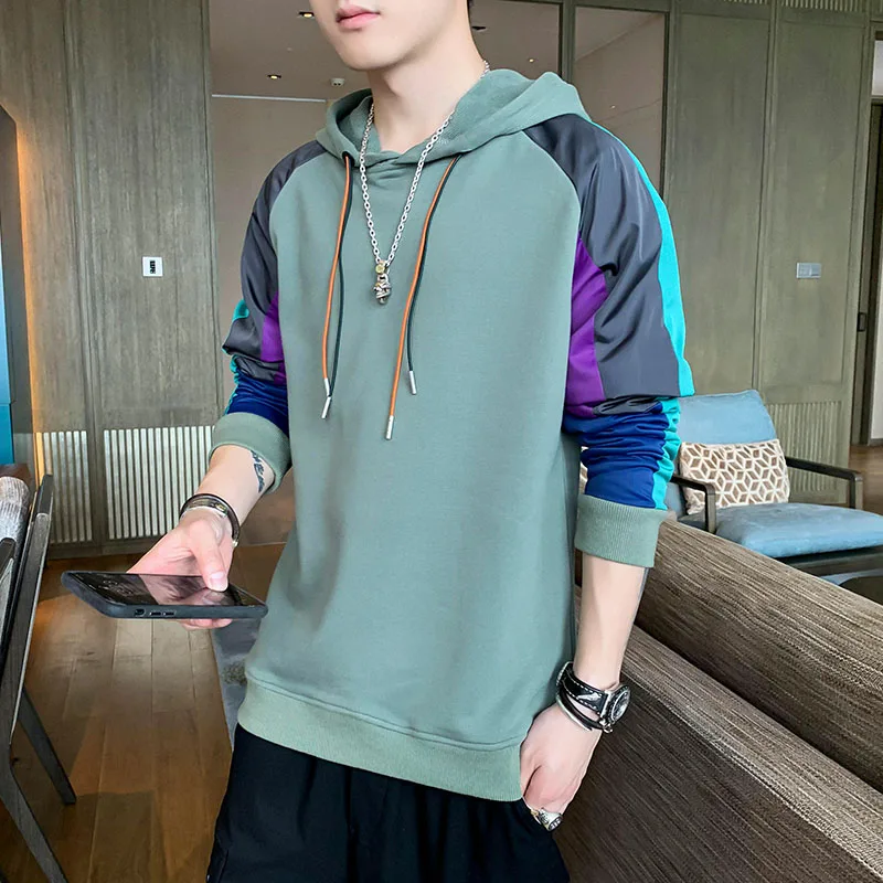 

2023 Spring Mens Hoodies Patchwork Long Sleeve Street Hip Hop Sweatshirt Men Fashion Casual Harajuku Hooded Pullover Clothing