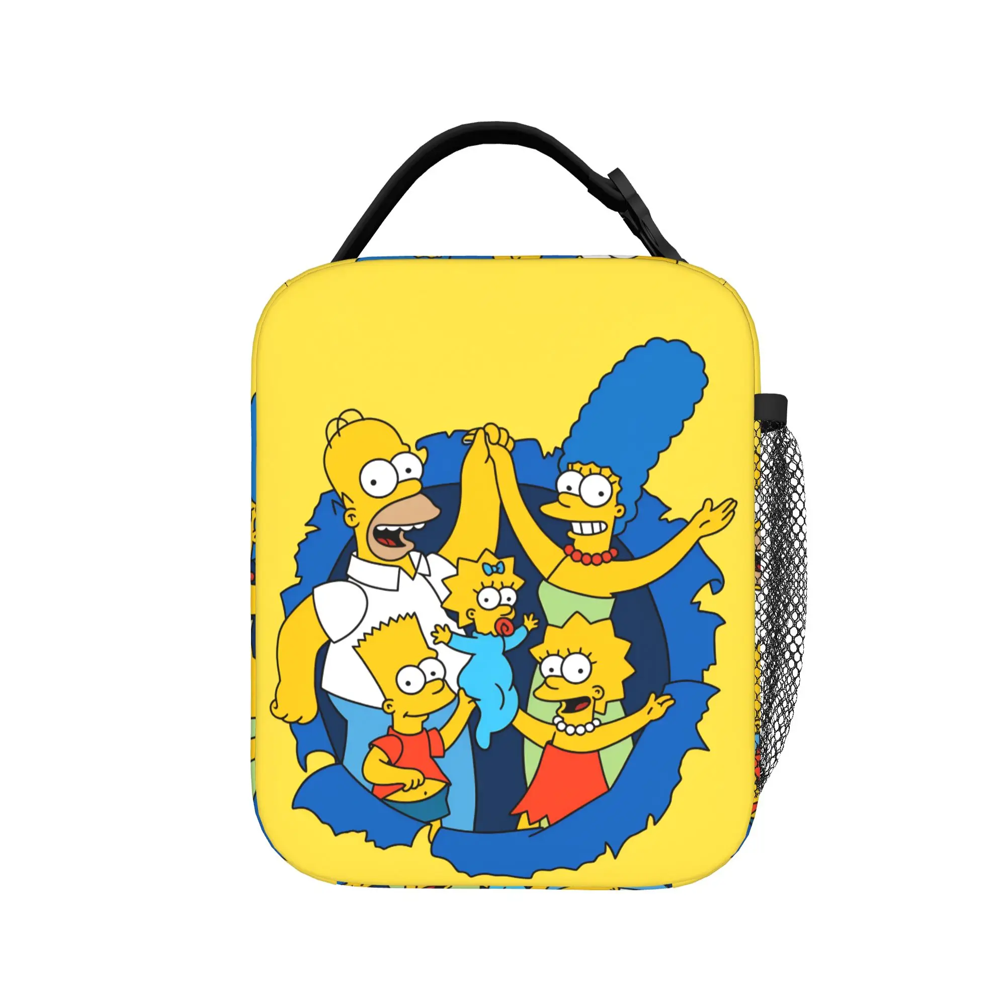 S-Simpsons Cartoon Characters Group Lunch Bag Leisure Lunch Box School Thermal Tote Handbags Child Oxford Designer Cooler Bag