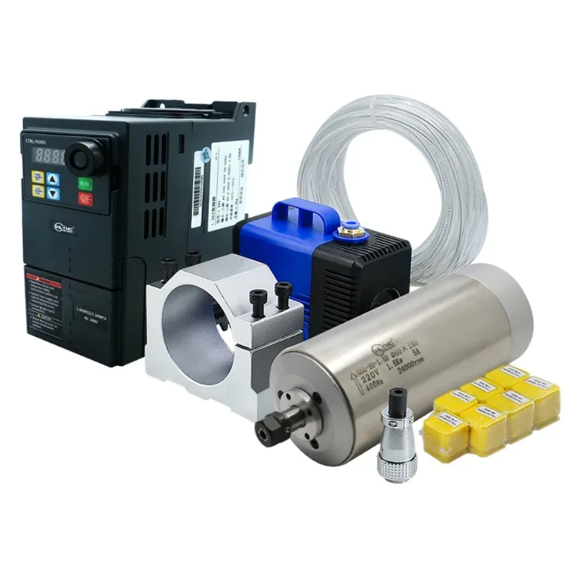 1.5KW ER11 Collet 24000RPM Water Cooling 80MM CNC 1.5KW Water Cooling Spindle and VFD Kit