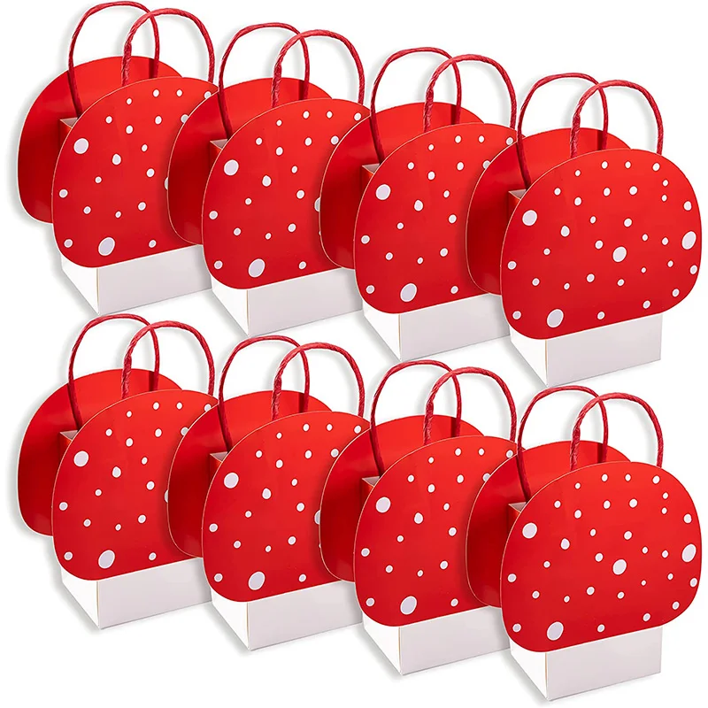 Cute Red Mushroom Gift Bag Small Fly Agaric Mushroom Shape Bag for Birthday Party Gift Bags Favor Bonbons Verpakking For Kids