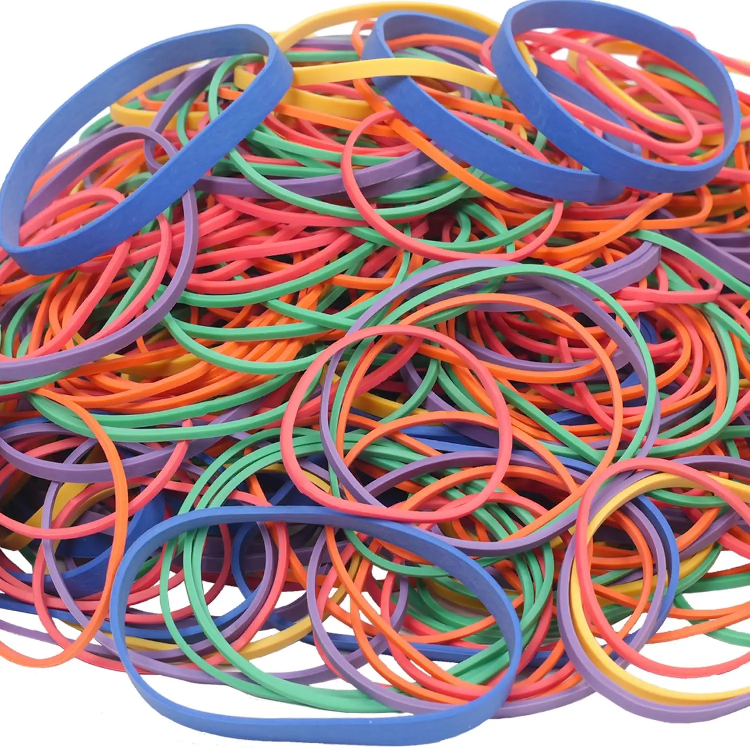 

Multicolor Rubber Bands Assorted Sizes 227g/0.5lb - 6 Sizes for Office Home School Supplies
