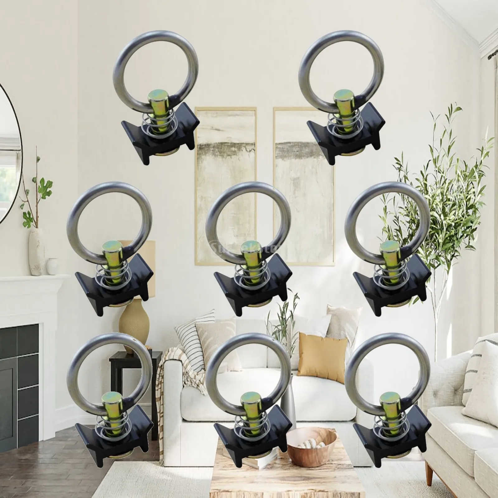 8Pcs Anchor Track Single Fitting Tie Down O Rings Heavy Duty Components Rail Accessories for Enclosed Trailers, SUV