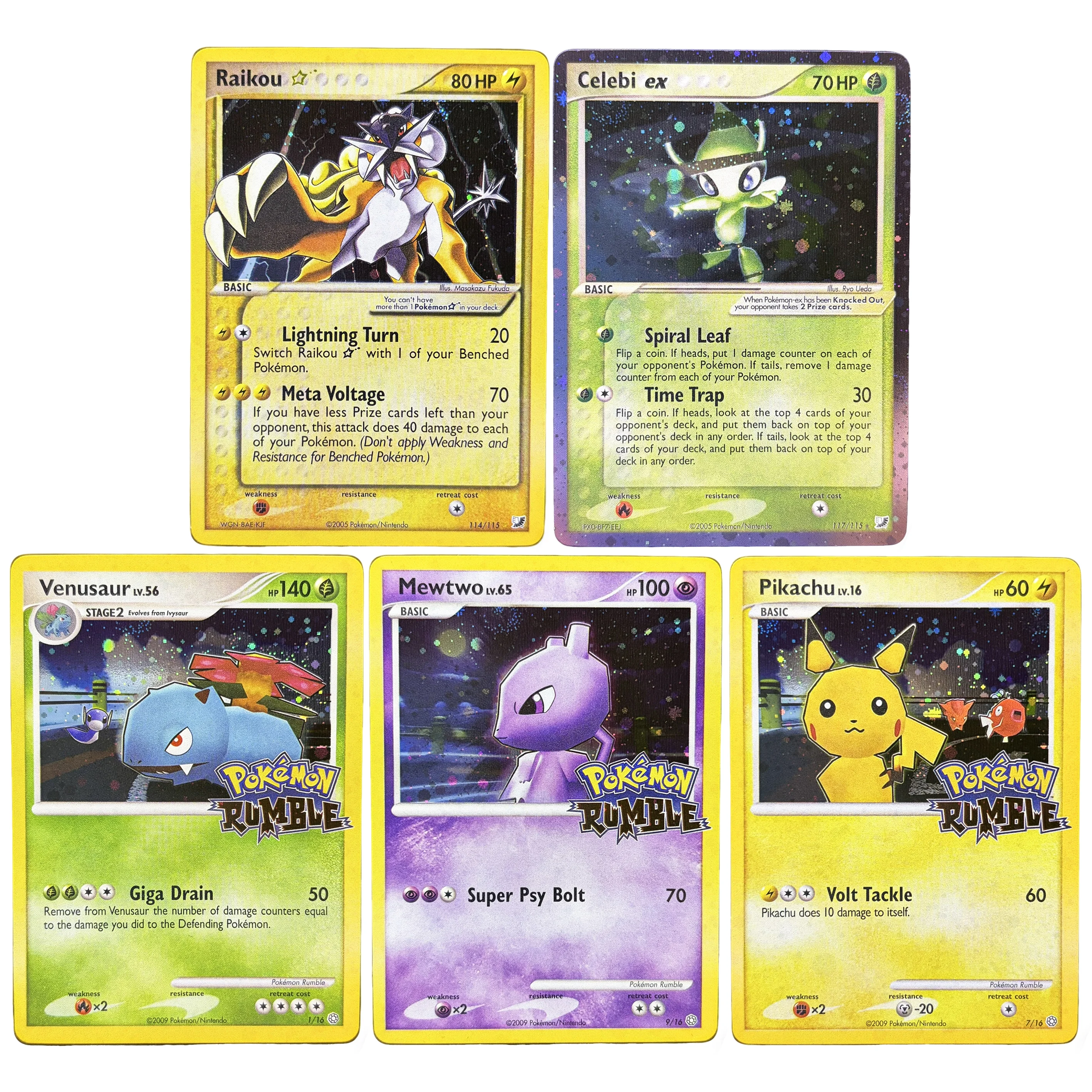 Cartão PKM EX da Série Forças Invisíveis (UF) Celebi/Raikou Ultra/Rumble Promo Série Rara Holo Pokémon PROXY em Inglês